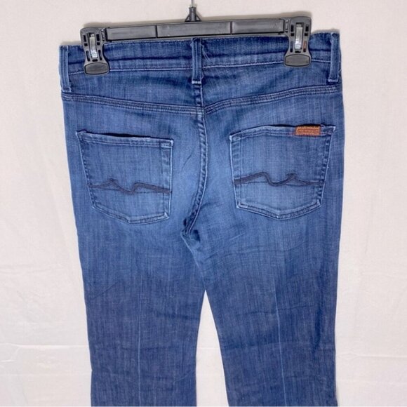 7 For All Mankind Ginger Blue Med Wash Mid Rise Wide Leg Flare Leg Jeans 27 - Picture 12 of 15